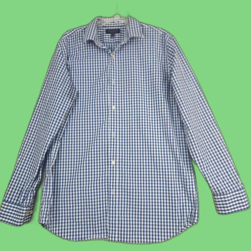 Banana Republic Men's Blue & White Plaid Shirt Size Large Preppy Minimalist